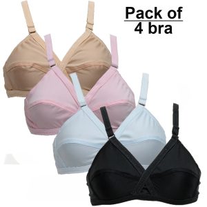 Pack Of 4 Non Cotton Non Padded Bra Classy Brief Comfortable Cotton